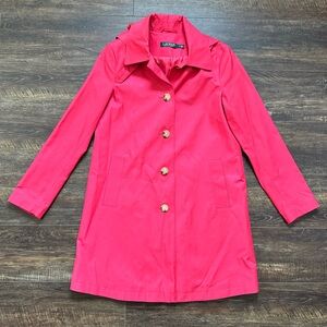 LAUREN RALPH LAUREN Women’s Pink Radcliffe Coat Rain Jacket Hooded Trench Small